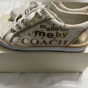 Coach tan and gold canvas shoes